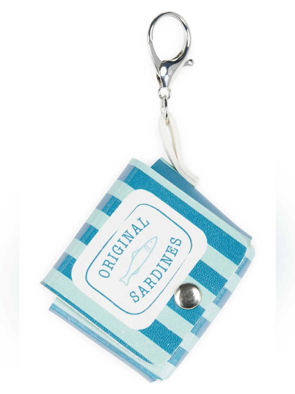 Leith Blue and white striped sardine baggie bag charm